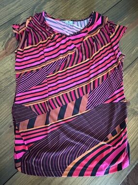 ✨Worthington Pink and Orange Striped Geometric Top